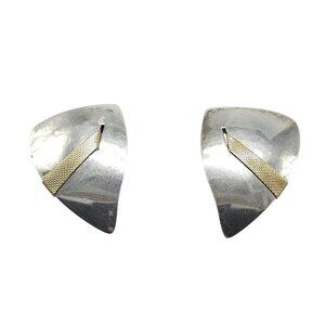 Vintage J.P. Reardon Sterling Silver Gold Tone Modernist Post Earrings
